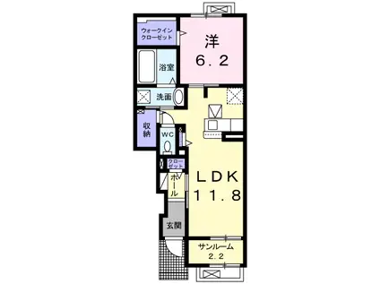 ドゥ・フレールⅠ(1LDK/1階)の間取り写真