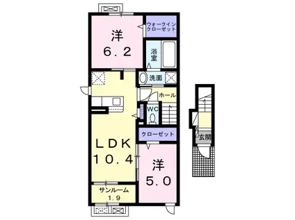 I ネット 5 A(2LDK/2階)の間取り写真