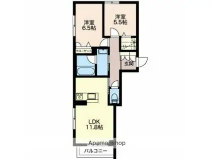 セレナヴィラ中川(2LDK/1階)の間取り写真