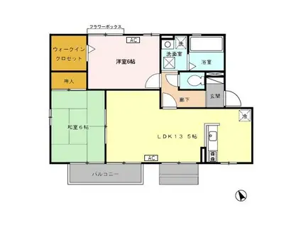 ラ・プランタン C(2LDK/1階)の間取り写真