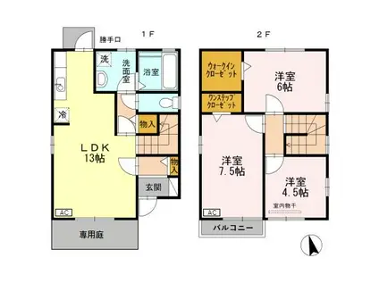 氷見線 越中中川駅 徒歩14分 2階建 築16年(3LDK)の間取り写真