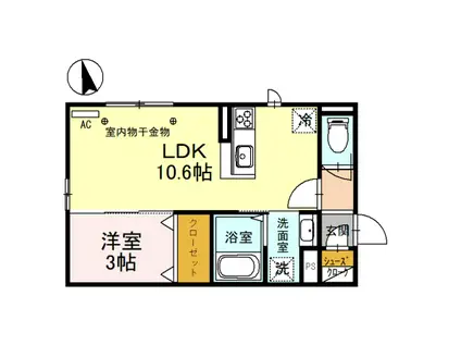 SERENITY(1LDK/2階)の間取り写真