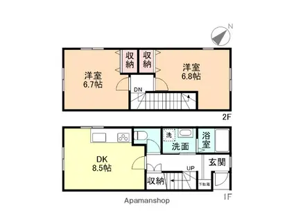 グローリー呉羽第1メゾネット(2DK/1階)の間取り写真