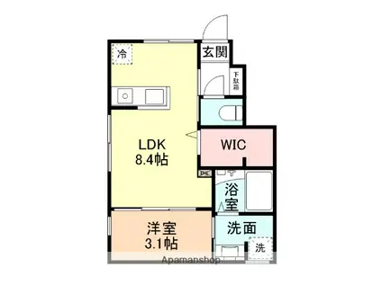 INTEGRAL羽広(1LDK/1階)の間取り写真