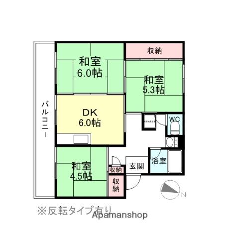 ラ・ビスタ太閤山303号棟(3DK/1階)の間取り写真