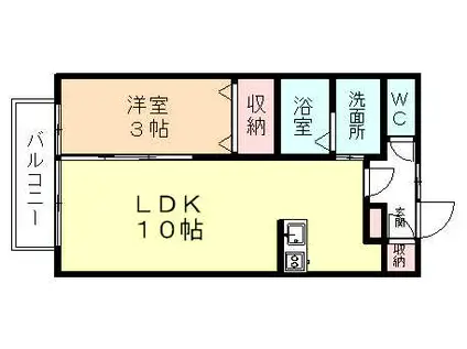 ローズ宮ヶ島(1LDK/2階)の間取り写真