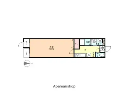 ブランシュール(1K/3階)の間取り写真