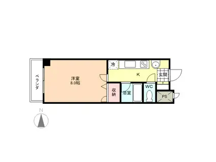 グランドパレス(1K/8階)の間取り写真