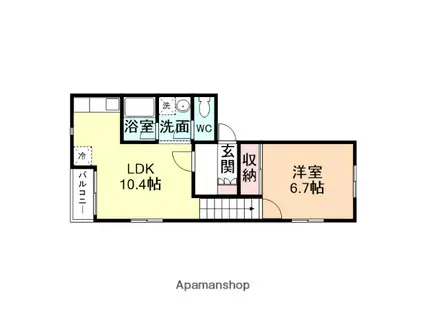 クレスタ金泉寺(1LDK/2階)の間取り写真