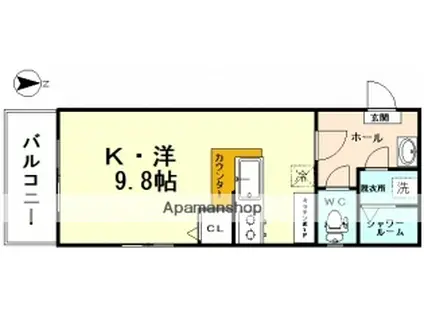 ジョイナス小泉(1K/4階)の間取り写真