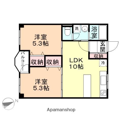 リブロ山口(2LDK/3階)の間取り写真