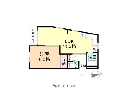 グリーンハイム ユー&ユー(1LDK/1階)の間取り写真
