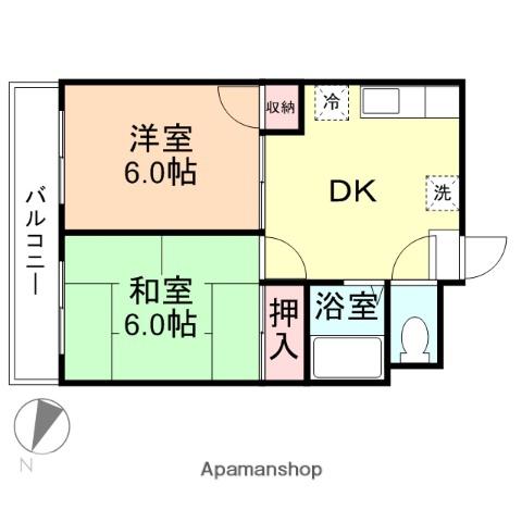 M・Oハイツ(2DK/1階)の間取り写真