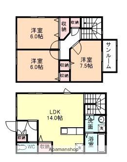 富山地鉄本線 浜加積駅 徒歩53分 2階建 築25年(3LDK)の間取り写真