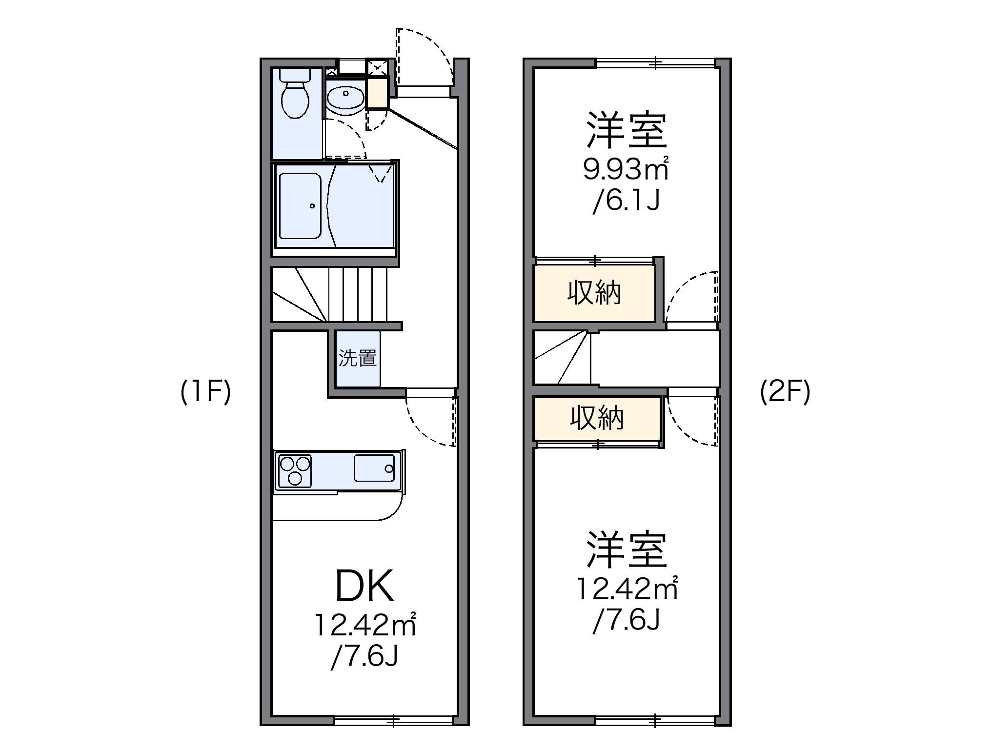 レオパレス大久保(2DK/1階)の間取り写真