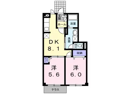 カーサ・グローリー(2DK/1階)の間取り写真