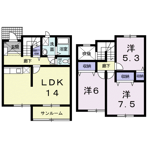 メゾン・ド・クオーレⅡ(3LDK/1階)の間取り写真