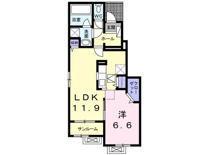 シェーン・プラッツ(1LDK/1階)の間取り写真