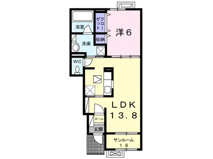 エムティハウスⅢ(1LDK/1階)の間取り写真