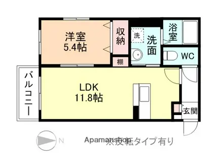 GRAN HEART(1LDK/1階)の間取り写真