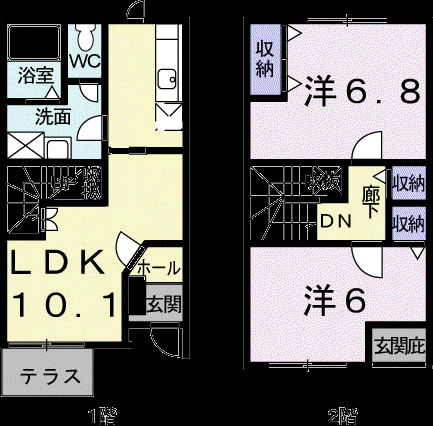 モアステ-ジⅡ(2LDK/1階)の間取り写真