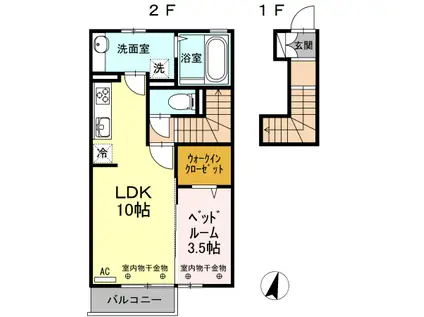 マスターテラス(1LDK/2階)の間取り写真