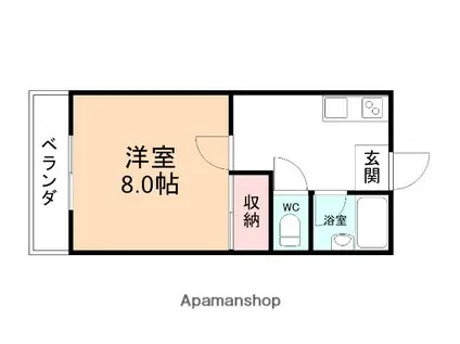 ベルビューポワソン(1K/1階)の間取り写真