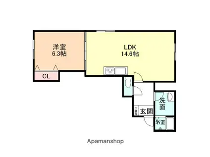 コンチネンタル田島(1LDK/2階)の間取り写真