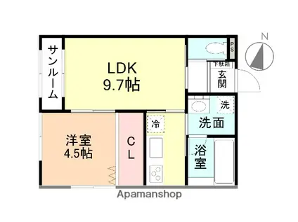 ELEGANCE(1LDK/2階)の間取り写真