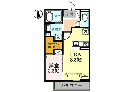 アッシュルーム(1LDK/2階)の間取り写真