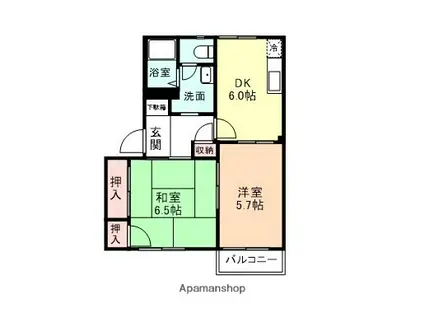 キャステル・レジデンス(2DK/2階)の間取り写真