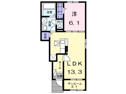 スカイビューⅥ(1LDK/1階)の間取り写真