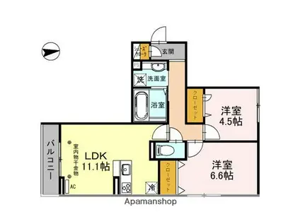 HAPPINESS・FORTRESS(2LDK/3階)の間取り写真