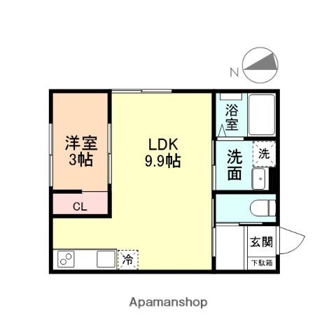 FLOS(1LDK/1階)の間取り写真