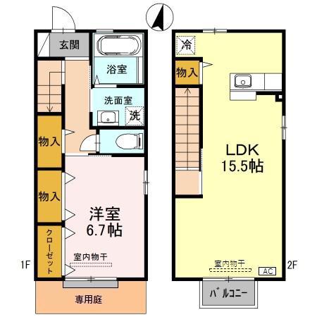 アラックス秋吉 B棟(1LDK)の間取り写真