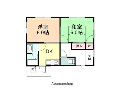 富山地鉄本線 越中荏原駅 徒歩11分 1階建 築44年(2K)の間取り写真