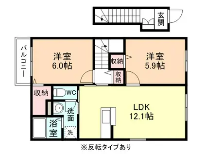 SKY VIEW Ⅲ(2LDK/3階)の間取り写真
