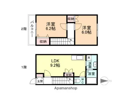 カトルレーヴ(2LDK)の間取り写真