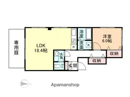 ビュー・パレ布瀬(1LDK/1階)の間取り写真