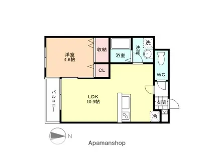 ソアヴィータ五福公園(1LDK/1階)の間取り写真