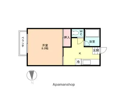 レジデンス陽光(1K/2階)の間取り写真