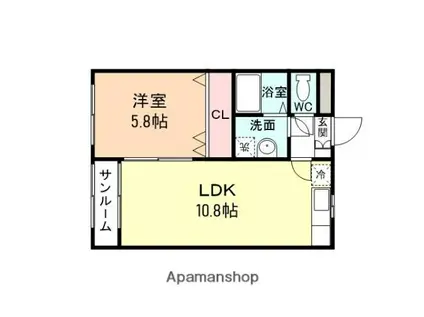 ルミナール有沢(1LDK/2階)の間取り写真