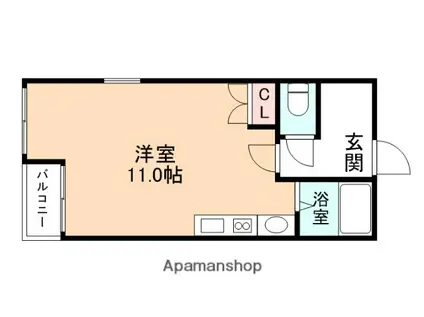 さくらハイツ中川原(ワンルーム/2階)の間取り写真