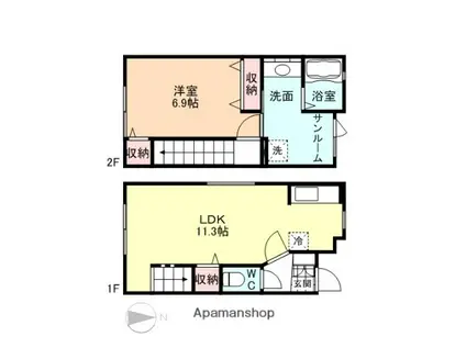 エミレーツ(1LDK)の間取り写真