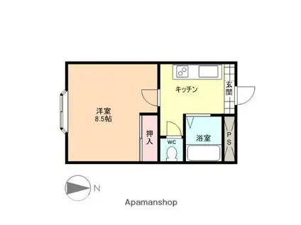 サウスヒルズ(1K/1階)の間取り写真