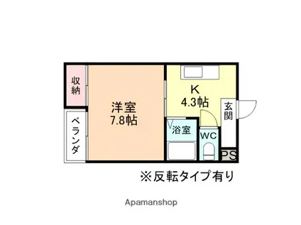 アコードⅡ(1K/1階)の間取り写真