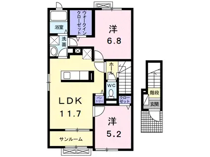 エクラデ ジュールⅡ(2LDK/2階)の間取り写真