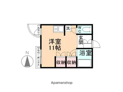ヒポクラート五福(ワンルーム/3階)の間取り写真
