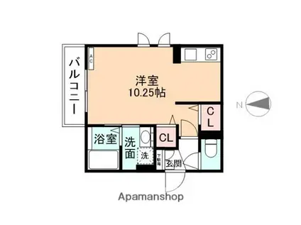 アムール舟橋北町(ワンルーム/1階)の間取り写真