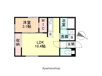 RIVIEREⅡ(1LDK/2階)の間取り写真